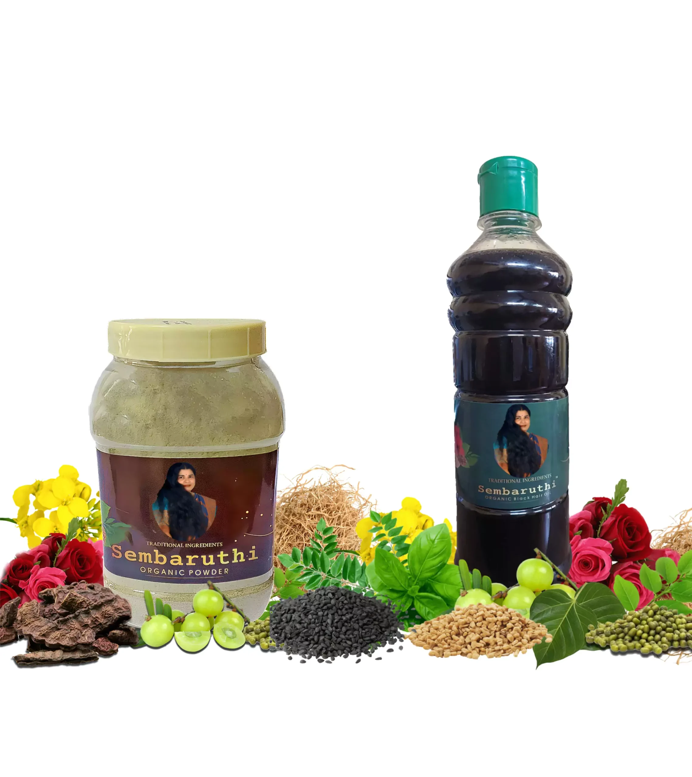 Sembaruthi Organic | Combo Pack (Black Hair Oil 500ml + Shikakai Powder 250g)